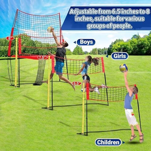Red de entrenamiento de voleibol, red de práctica ajustable para golpear, servir y ejercicios solos para entrenadores y atletas