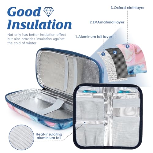 Image of YOUSHARES Insulin Cooler Travel Case - Diabetic Insulated Organizer Portable Cooling Bag for Medication Cooling Insulation, Insulin Pen Case with 2 TSA Approved Cooler Ice Pack (Quicksand Powder)