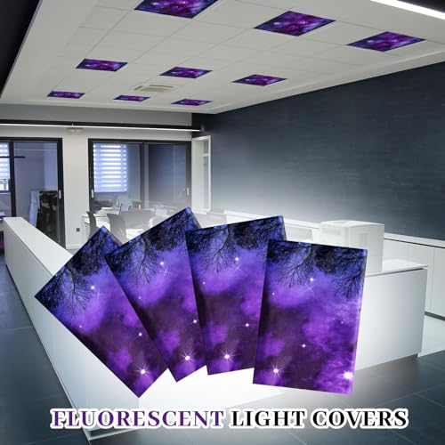 Image of VIHOSE 4 Pcs 2 x 2 Feet Fluorescent Light Covers for Ceiling Lights Classroom Magnetic Light Filters for Reducing Harsh Glare Flicker for Office Classroom Home Drop Ceiling(Sky Forest)