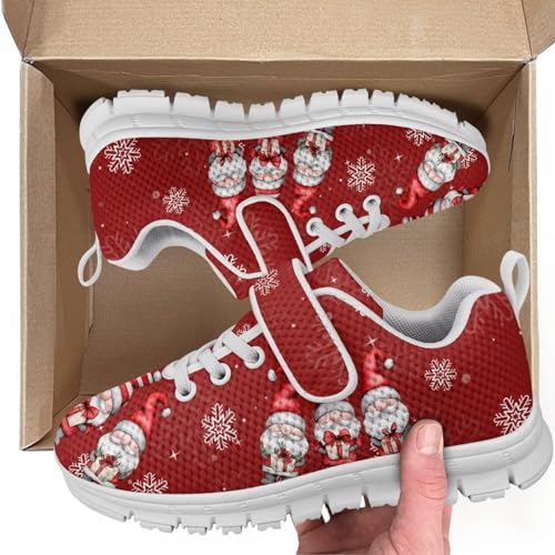 Kids Boys Girls Running Shoes Comfortable Lightweight Slip on Sneakers Athletic Tennis Shoes Christmas Dwarf Pattern White Sole2