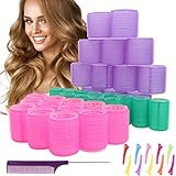 36 Packs Jumbo Hair Rollers Hair Curlers. 2.5 inch Large Self Grip Hair Curlers for Long Hair, Big Hair Rollers for Long Hair. No heat Curlers Hair Rollers with Clips & Comb (Multicolor)