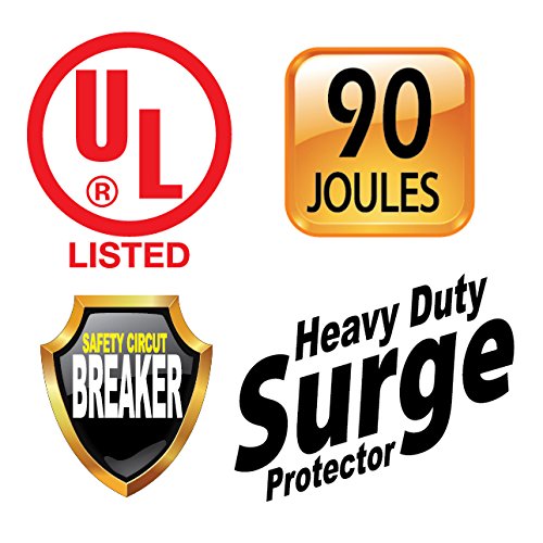 Powtech Ul Listed 6 Outlet Surge Protector Heavy Duty Home/Office Power Strip, 14 Awg Cord, 125V, 15Amps, 1875 Watt, 12-Ft Power Cord #TOP1