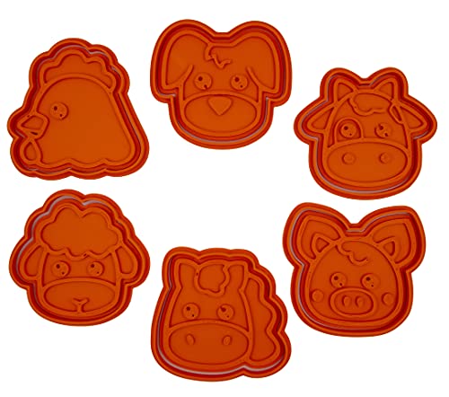 PlasticJewels - Ausstecherformen Set mit 6 Bauernhoftieren (Hund, Pferd, Kuh, Henne, Schaf und Schwein)