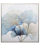 Atmosphera - Tableau Toile Murale encadrée imprimée Ginko avec Relief 58 x 58 cm