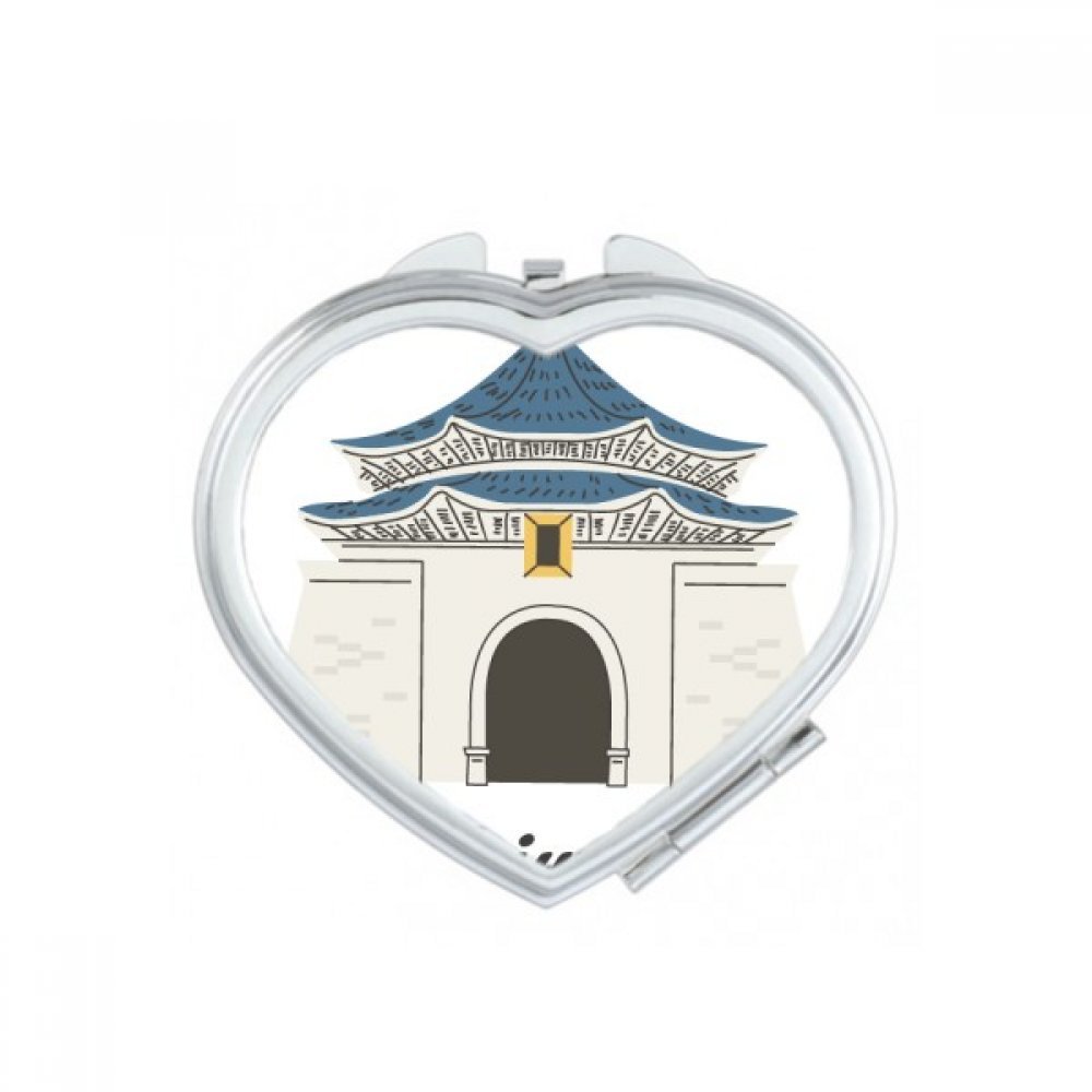 Miroir de poche voyage motif Bouddha de Chine et coeur maquillage compact
