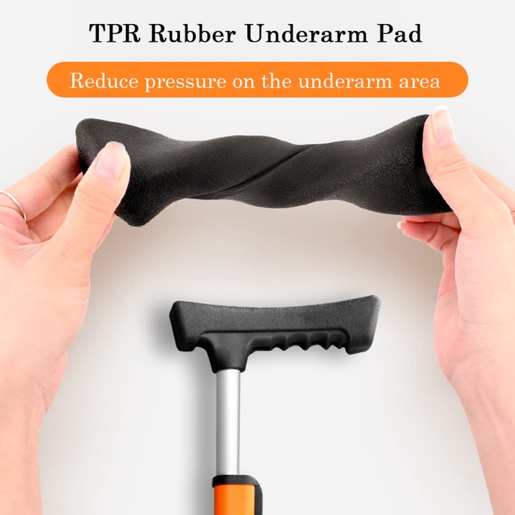 Muletas Axilares Ergonómicos de Aluminio -- Regulables en Altura(2 unidades),Bastones para Caminar Mayores con Almohadilla para las Axilas y Agarres,Soporta Hasta 250kg,para Hombres, Mujeres y Adolesc