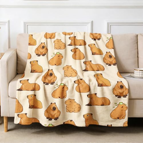 Capybaras Blanket Gift for Girls Boys Kids-40x50 Inches Soft Flannel Blankets Cutes Capybara Cozy Throws Blanket for Women Men, Capybaras Blanket Decor for Couch Sofa Bedroom