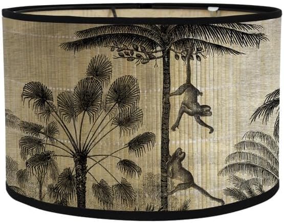 Lampshade E27 Vintage Bamboo Lampshade Flower Pattern Lantern Shade Cover Light Accessory for Pendant Table Lamp Floor Light (F) image 5
