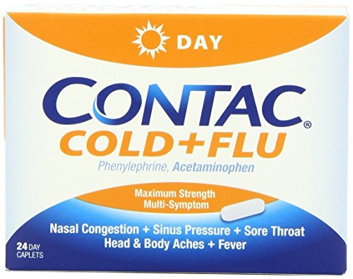 Contac Cold + Flu, Maximum Strength Non-drowsy Formula, 24 Caplets, (Pack of 2)