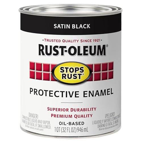 Rust-Oleum Stops Rust Satin Black Oil-Based Industrial Enamel Paint Quart, 32 Fl Oz (Pack of 1)