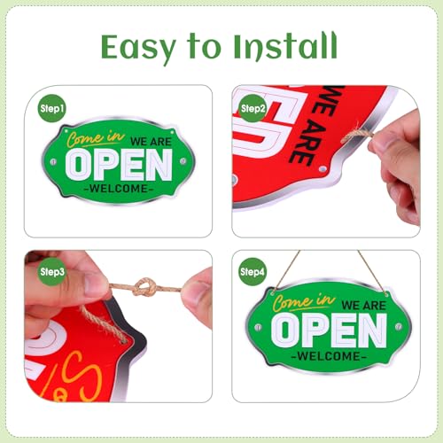 PETCEE Open Close Signs for Business - 11.8\"x6.6\" Closed Open Sign for Business with Display Specially for Restaurants Stores and Bars Effortlessly Set Your Business Hours