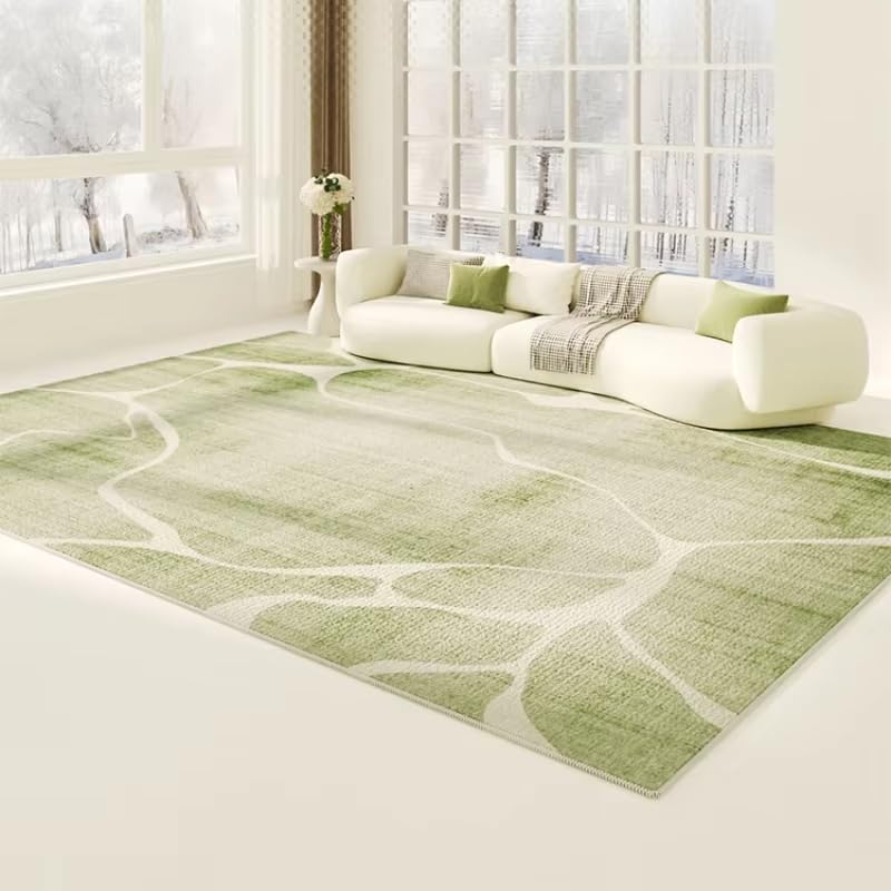Tapis vert lavable et antidérapant de 240x240cm pour un salon moderne