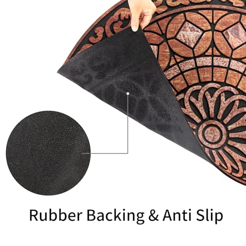 Door Mat Welcome Mat, Heavy Duty Outside Door Mat 23.6 x 35.4 Inch Round Front Door Rug Doormat for Entrance Home Non-Slip Rubber Rug for Front Door, Entryway, Patio (Orange) — view 5
