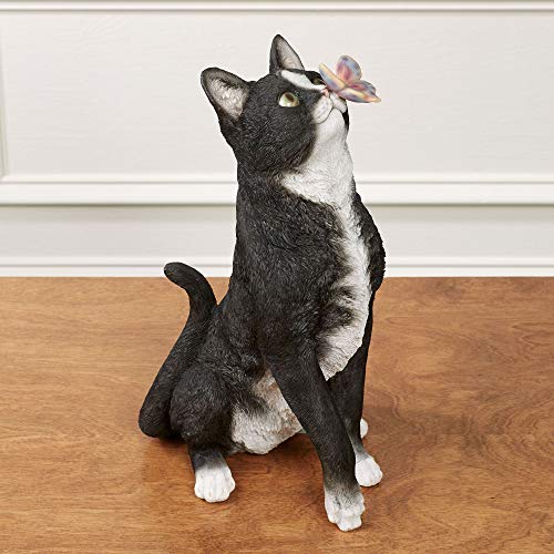 Touch Of Class Intrigued Cat Sculpture Butterfly On Nose Black 15.5 Inches Tall #TOP13