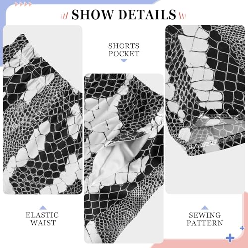 Boys' Pants Black White Snake Scales Long Bottoms Jogger Pants Elastic Waist Trousers with Pockets S-XL4