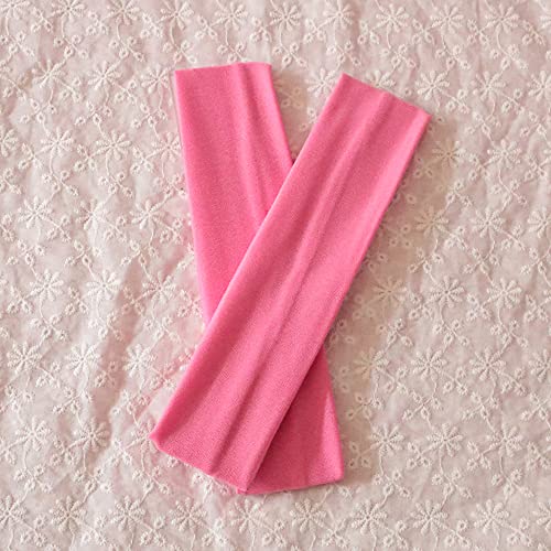Image of Sport Yoga Headbands,Pack of 14,Fashion Soft Elastic Polyester Sweatband Yoga Stretchy Headband for Women Man Girl (Dark Pink)