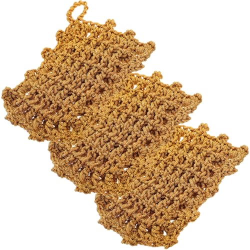 OSALADI Lot de 3 Chiffons à Vaisselle Filet 15X10 CM Éponges à Récurer Anti-Graisse en Fil Doré Coréen Torchons de Nettoyage Polyvalents Cuisine et Vaisselle sans Rayure