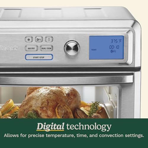 Cuisinart Air Fryer Toaster Oven, Digital Display, 1800 Watt Air Fryer Toaster Oven Combo with Adjustable Temperature and Controls, Stainless Steel Small Kitchen Appliance, TOA-65,Silver - Image 4