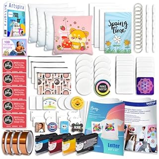 Brother SP-1 Sublimation Printer Starter Bundle with Full Ink Set, 160 Sublimation Transfer Sheets, 50 Blanks, Tape and More