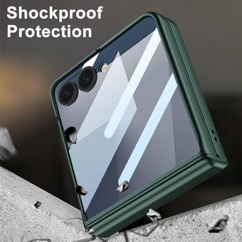 Image of Kapa Ultra Thin Back Cover for Galaxy Z Flip7 / Z Flip 7 | with [Magnetic Hinge Protection] and Inbuilt Glass Window Protection (Green)