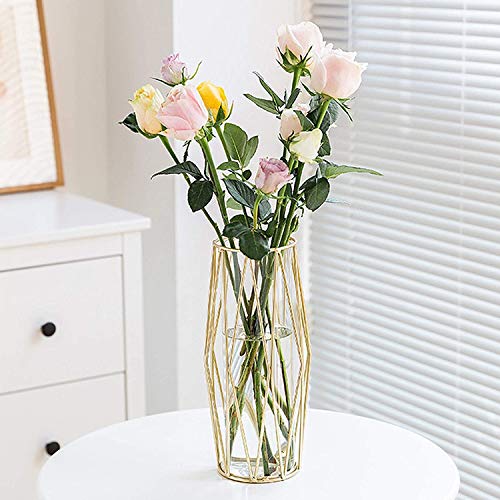 Geometrische Glasblumenvase Metallhalter