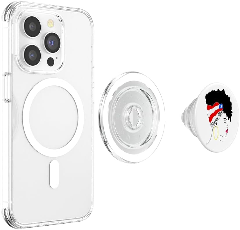 Puerto Rico girl Puerto Rican woman flag patriotic white PopSockets MagSafe PopGrip for iPhone