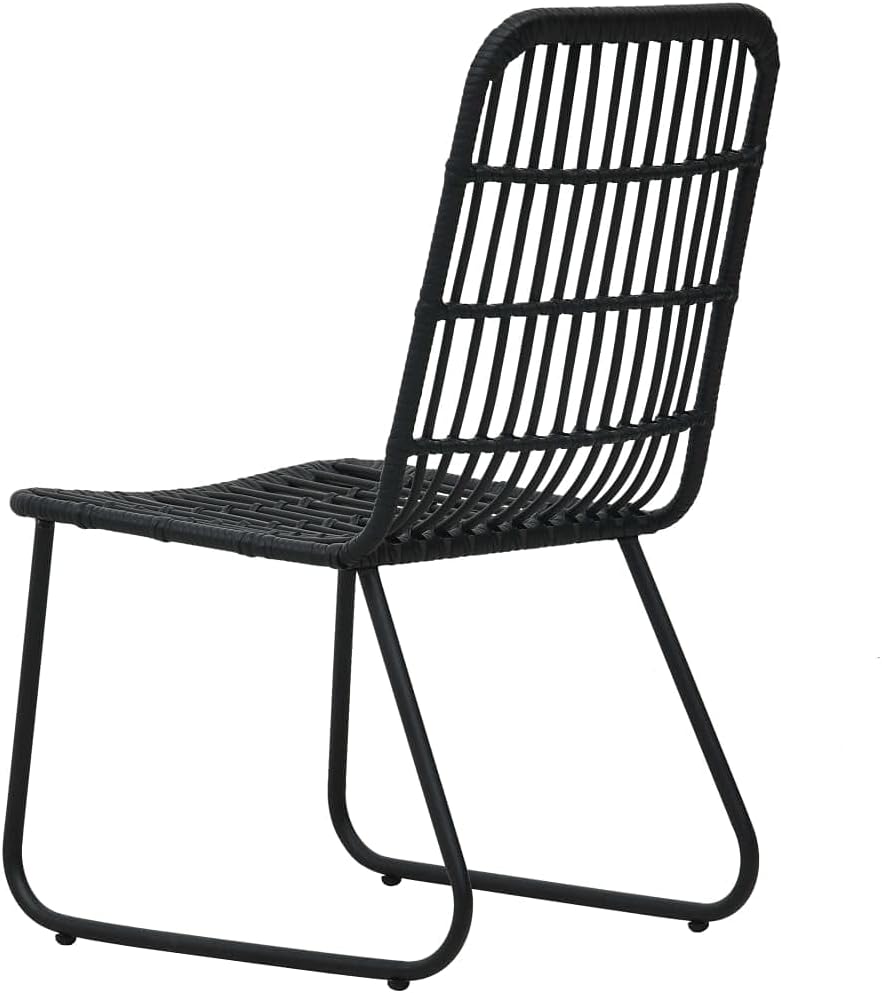 Patio Chairs 2 pcs,Camping Chair,Lawn Chairs,Club Chairs,Bistro Chairs,Lounge Chairs,High Back Chairs,for Garden,Backyard,Lawn,Porch,Poolside,Balcony,Poly Rattan Black