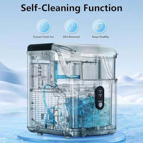 Image of Antarctic Star Nugget Ice Maker Countertop, Chewable Nugget Ice Machine with Automatic Cleaning, Fast Ice Making 34Lbs /24H, One Click Operation for Party /Home /Bar /RV(Black)