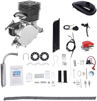 PERFERATE 100cc Bicycle Engine Kit 2 Stroke Bicycle Motor Kit Bike Motorized Petrol Gas Engine Full Set Super Fuel-efficient for Most 26" /28" Bikes Bicycle Scooter Full Set Upgraded