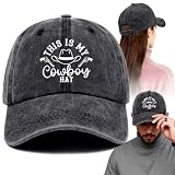 This is My Cowboy Hat Funny Printed Cotton Baseball Cap Adjustable Retro Washed Lightweight and Breathable Unisex Outdoor Cowboy Hat, Gifts for Men Women Husband Grandpa Dad Friend Bestie Coworker