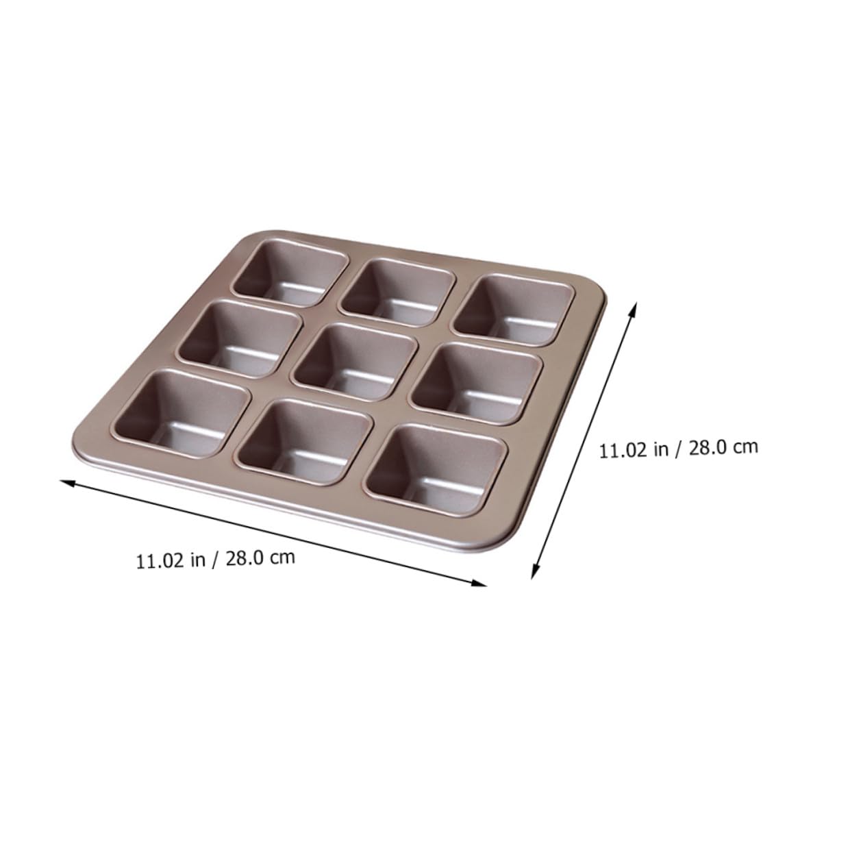 TOYANDONA Moule à Gâteau Carré Antiadhésif Doré en Acier Carbone pour Pâtisserie Maison Facile à Nettoyer et Démouler 9 Compartiments