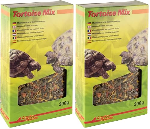 Lucky Reptile Mix Tortoise 150g Riche en Fibres brutes - granulés d'herbes de Prairie avec Morceaux de Carottes & Fleurs de Calendula - pour Toutes Les Tortues & Reptiles herbivores (Lot de 2)