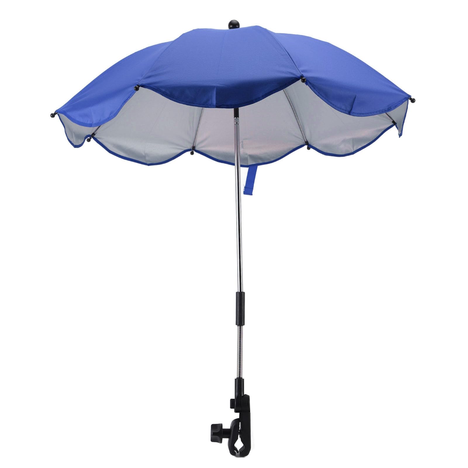 14 Pollici Ombrellino per Passeggino, Ombrellino Universale per Passeggino con Morsetto Protezione Regolabile Ombrellone per Passeggino per Passeggino, Culla, Sedia a Rotelle (Blu zaffiro (colla