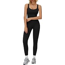 Women's One Piece Yoga Jumpsuit with Removable Pads | Cross Back Long Bodysuit | Stretchy Activewear