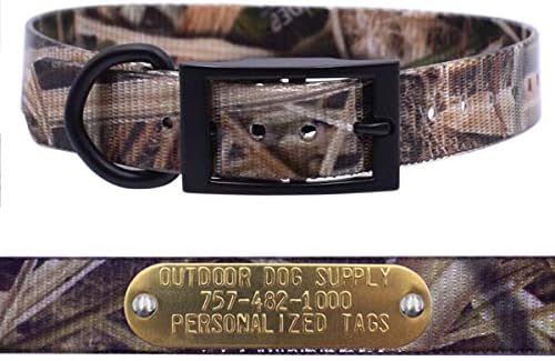 1″ Shadow Grass Camo D Ring Dog Collar with Custom Brass Name Plate (21")