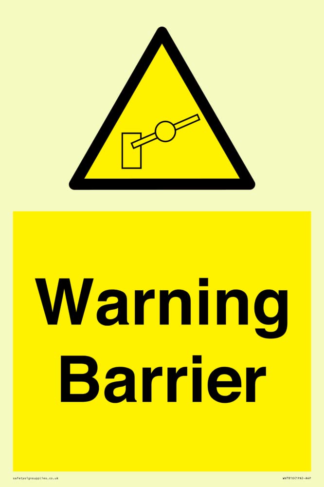 Warning Barrier Sign – 200x300mm – A4P – BigaMart