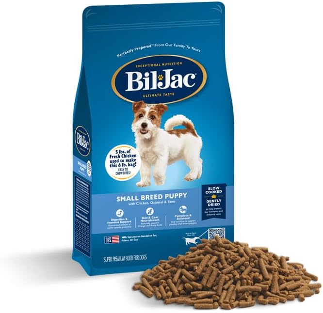 Bil-Jac Puppy Food Small Breed Formula Dry Dog Food 6 lb Bag - Chicken, Oatmeal & Yams - Super Premium Since 1947