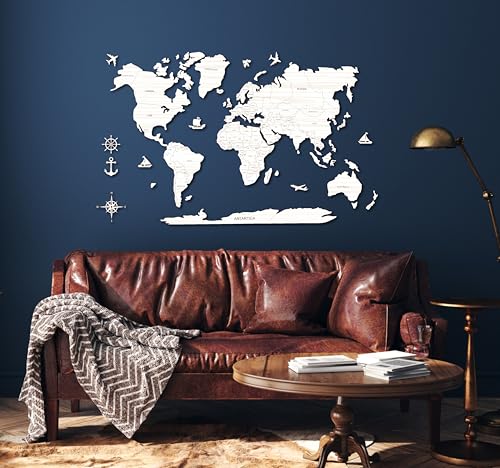 Image of AD INFINITUM 3D Wooden World map | Home Decor | Office Decor | a great gift for travelers | wall decor (Country Borders With Name, 3 x 2 feet
