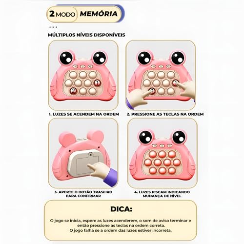 Pop It Eletrônico Brinquedo Anti Stress De Bolhas Para Adulto e Criança Com 4 Modos De Jogo Fidget T