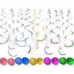 Ceiling Swirl Decorations Hanging Plastic Streamer Themed Swirl Party Decoration for Wedding Thanksgiving Day Graduation Birthday Party Decorations, Pack of 30 (Mix)
