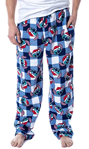 MJC Men's Disney's Lilo and Stitch Christmas Buffalo Plaid Loungepant, Blue