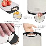 Planches de coupe pour la cuisine, Planches en plastique 3 avec pieds antidérapants, rainures de jus, poignée facile, BPA Gratuit, non-poreux, lave-vaisselle sans danger, de tailles multiples (Beige, fonction grise)