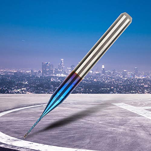 Image of Milling Cutter, 10PCS 0.5mm Tungsten Carbide Blue Coated End Mill CNC Rotary Burrs for Processing PCB Mould Plastic Copper Stainless Steel and Other Hardware