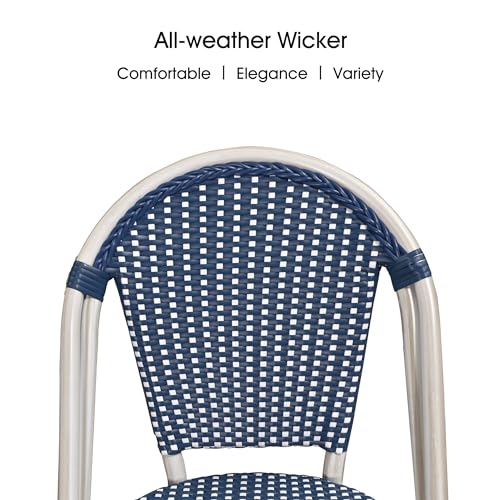 Image of PURPLE LEAF French Bistro Dining Chairs Set of 4, White Finish, Deep Blue