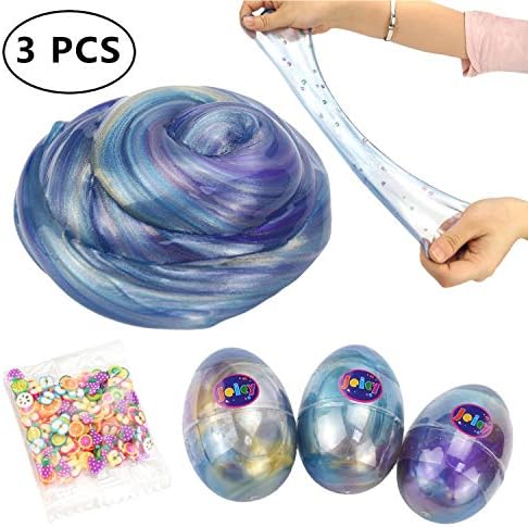 Jeicy Soft Egg Slime Colorful Fluffy Slime Scented Stress Relief Toy Sludge Toys (3 Pack)