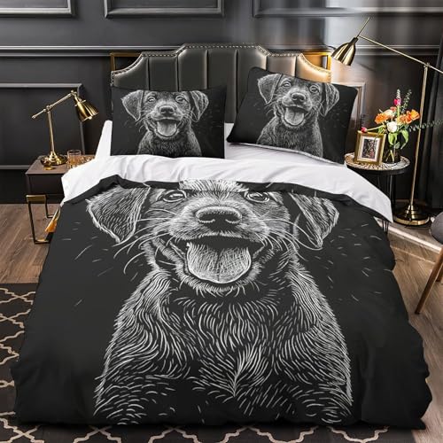Housse de couette Labrador 3D idée cadeau lit double microfibre douce - 4