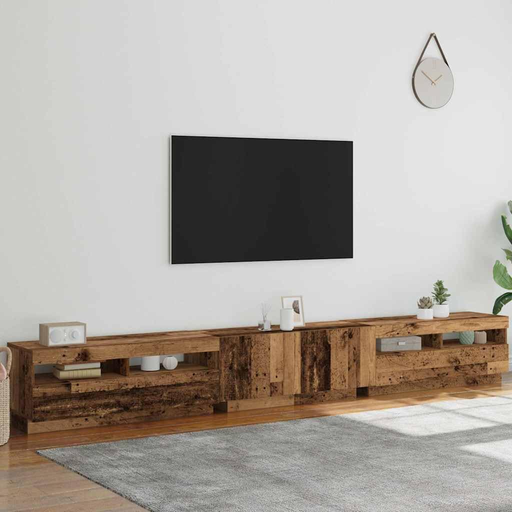 Meuble TV avec lumières LED Vieux pour Salon LH2
