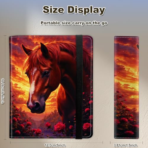 Image of Photo Album 4x6 120 Photos with Strong Elastic Band, Red Horse | Large Capacity Premium Leather Picture Album, Portable Wallet Albums Photo Book for Family Anniversaries Wedding Baby