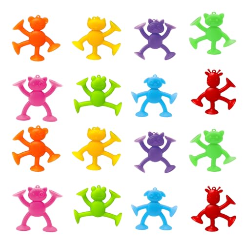 16 Pcs Suction Toys Sensory Fidget Tools for Stress Relief Desktop Decorations with Strong Suction Cups Color SeriesSuitable for Window Mirrors During Travel