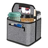Portable Drink Carrier with Handle for Delivery, Kenobee Reusable Lightweight Insulated Coffee Cup Holder Organizer Caddy, Foldable Travel Beverage Tote Bag for Safely Secures Hot & Cold Drinks